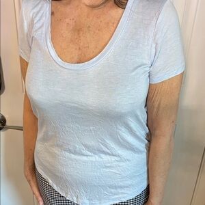 Ann Taylor Pale Blue Scoop Neck Short Sleeve Tee